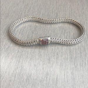 Ruby 6.5mm silver chain bracelet